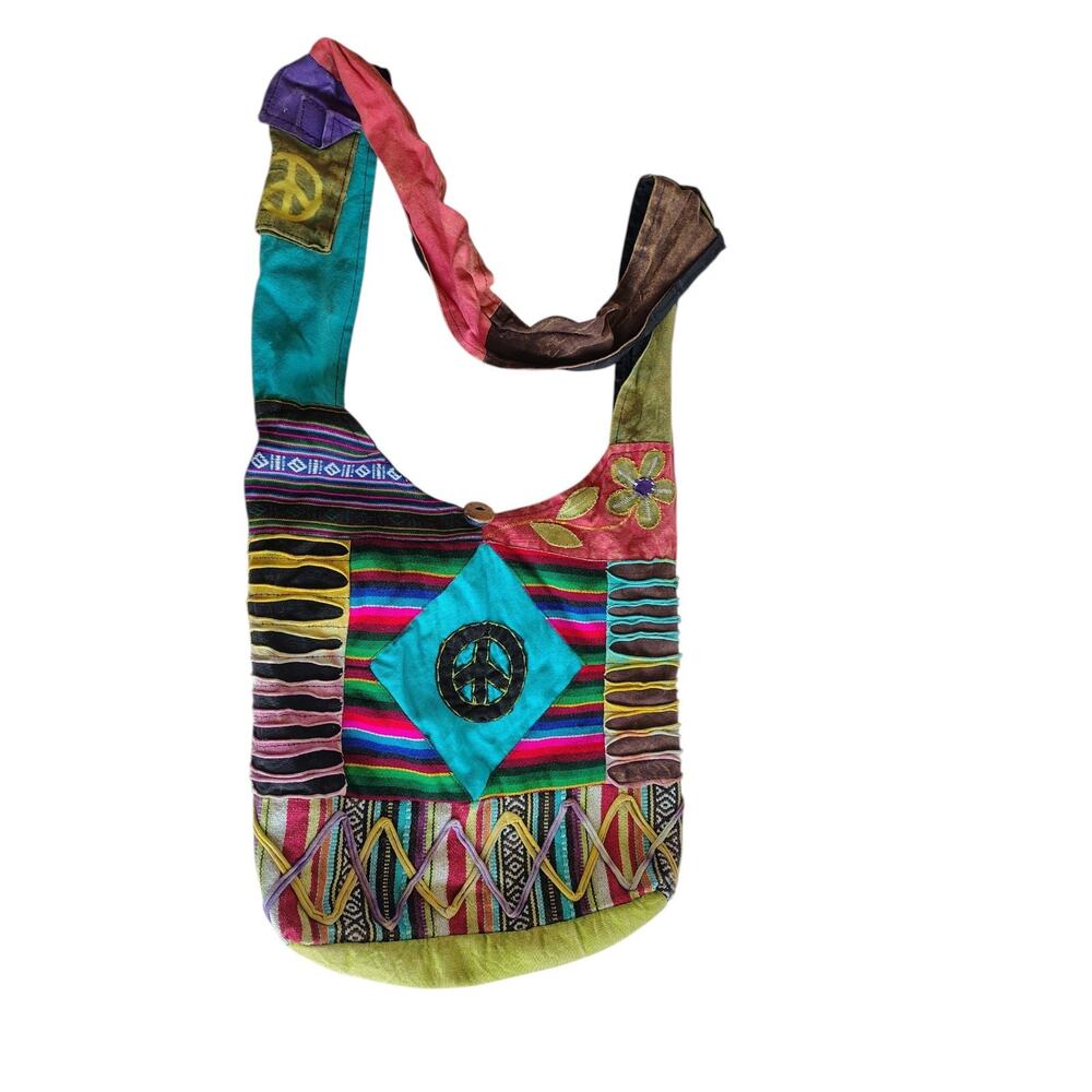 Rising International Tote Bag Purse Colorful Bohemian Boho Hippie Peace Sign